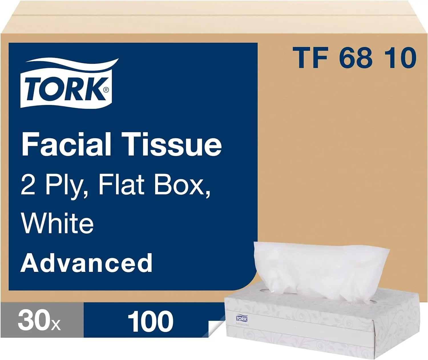 

Tork усовершенствованная салфетка для лица, плоская коробка, белые, мягкие, 2-слойные, 30x100 салфетки