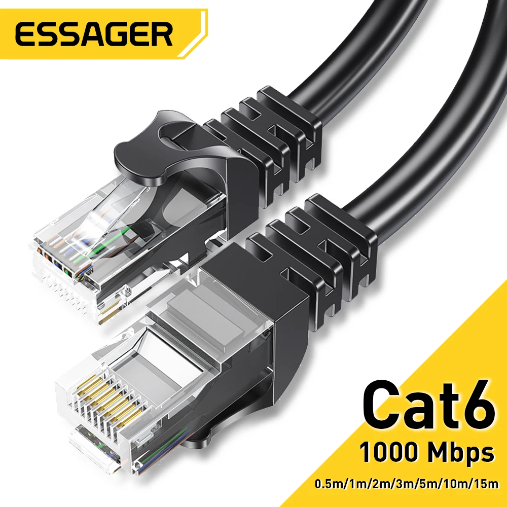 Essager – câble Ethernet Cat6 Lan UTP CAT 6 RJ 45, câble réseau 5m/10m/15m, cordon de raccordement pour routeur d'ordinateur portable, câble réseau RJ45
