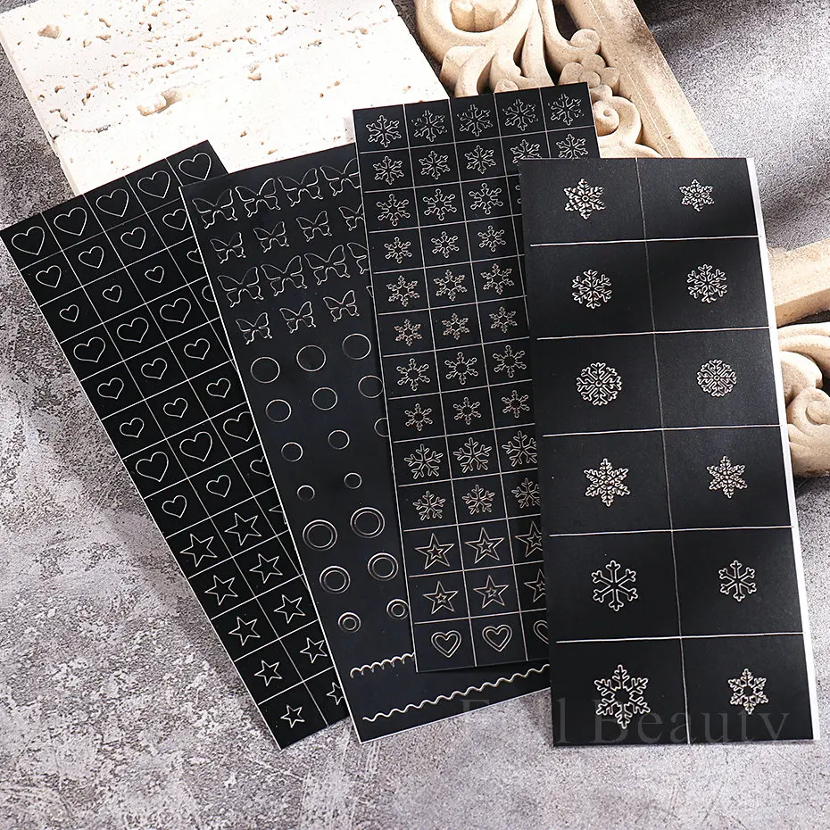 Airbrush Nail Art Stencil Stickers Snowflake Christmas Prints Template Decals Love Heart Star Nail Design Accessories LANLK nail stickers nail art tools nail art decoration nail decals