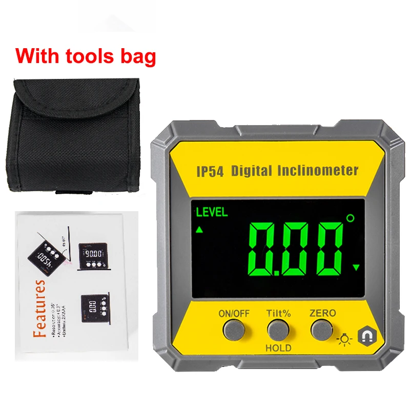 Digital angle protractor level gauge carpenter measuring tool angle measuring tool angle protractor digital angle meter woodworking measuring tool digital inclinometer digital level 4*90 &deg; magnetic inclinometer protractor precision level box woodworking digital electronic level digital angle finder