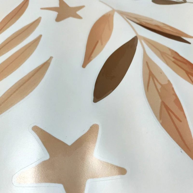 Boho Cartoon Plant Wall Stickers For Kids Rooms Star Feather Leaves Wallpaper Nursery Home Decoration Interior Decals Wall Art