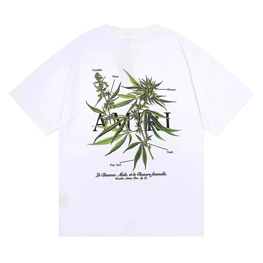 American Fashion Trend Plant Flower Pattern Printed T-shirt Men Women Cotton comfortable Tops Short Sleeved Round Neck Tees t shirts men sports tops