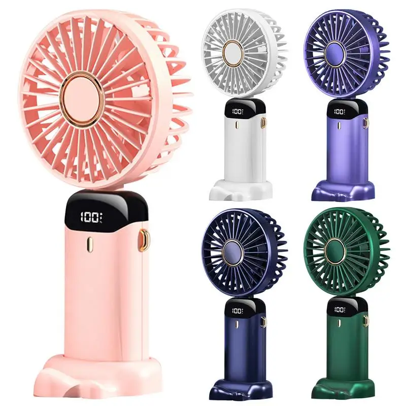 

Upgrade LED Mini Handheld Fan, Foldable Handheld Standing Fan, Mini Portable Neck Fan LED Handheld Fan with Phone Holder