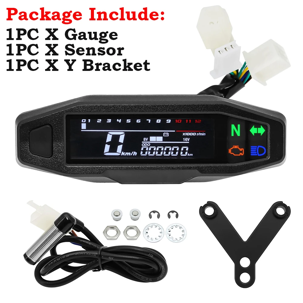 Ein neuer Universal Moto RPM Tachometer Tachometer Geschwindigkeitsmesser Tacho Meter Digitaler Kilometerzähler Instrument Sensor Set für Motorrad – Detail 5