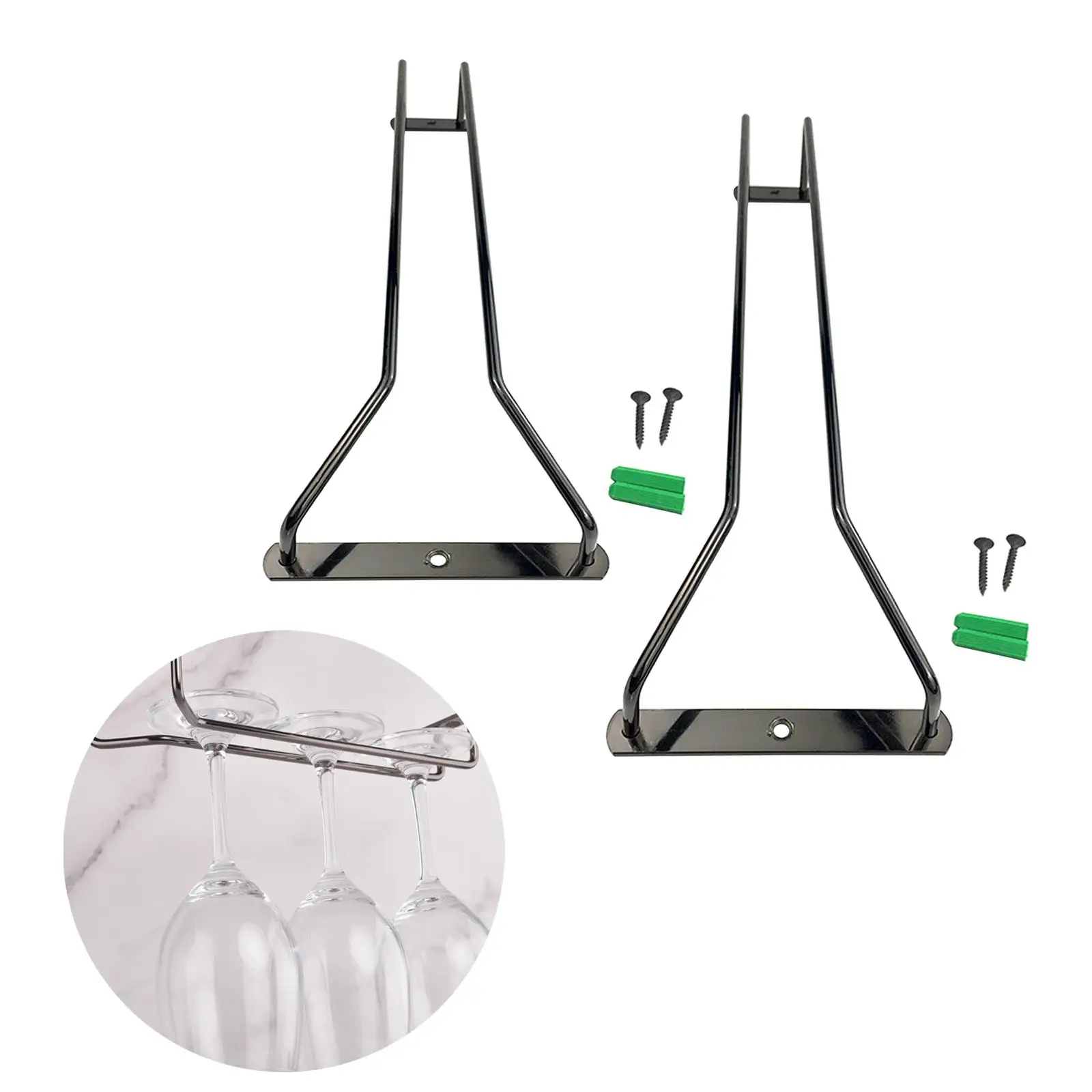 under Cabinet Glass Holder, with Screws Iron Black Cup Rack, for Storage Cabinet 3