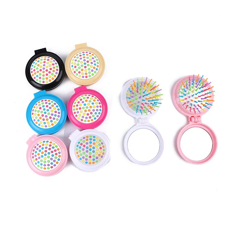 1pc Small Airbag Comb Baby Mini Portable Folding Hair Brush With Mirror Head Massager Cushion Pocket Styling Tools
