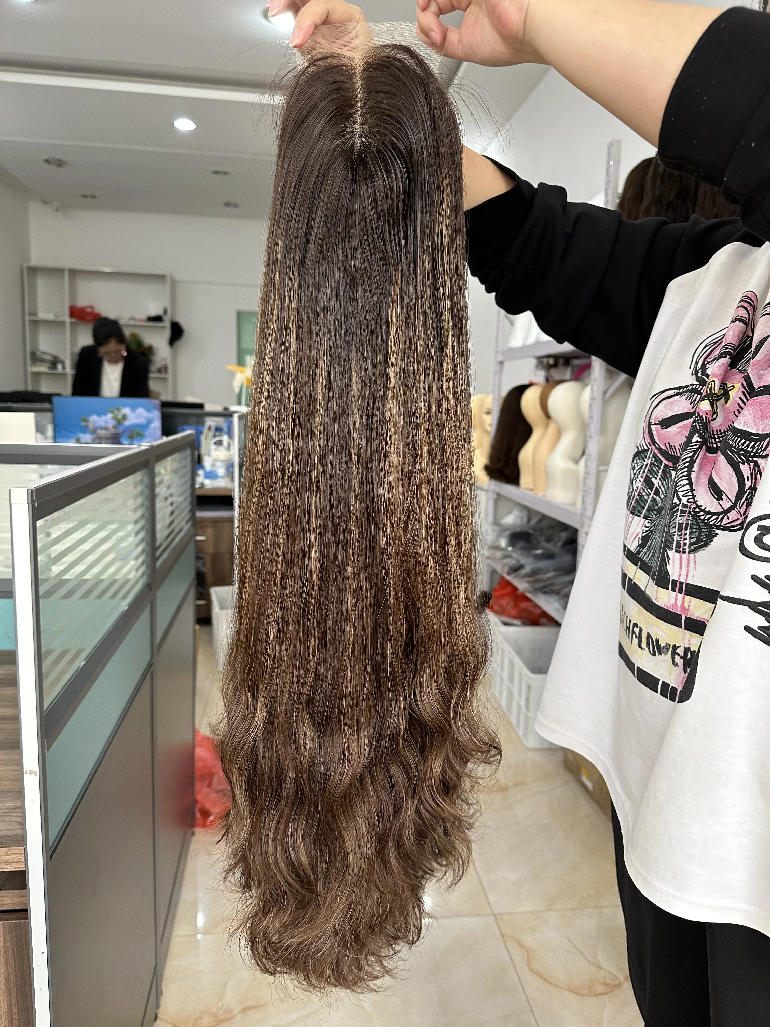 Tsingtaowigs Alice lace topper 10*10 bottom wavy natural drying stocks European Virgin Kosher Hair