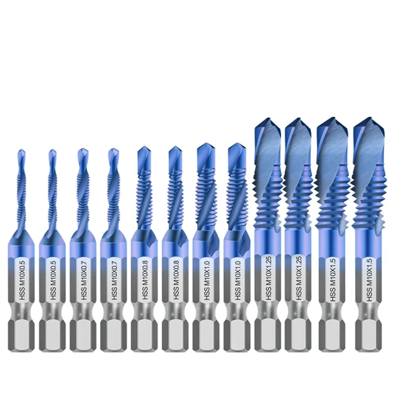 

Hex Shank Screw Thread Metric Tap Drill Bits Screw Machine HSS Compound Drill Hand Tools for Metal Steel Wood Plastic,12