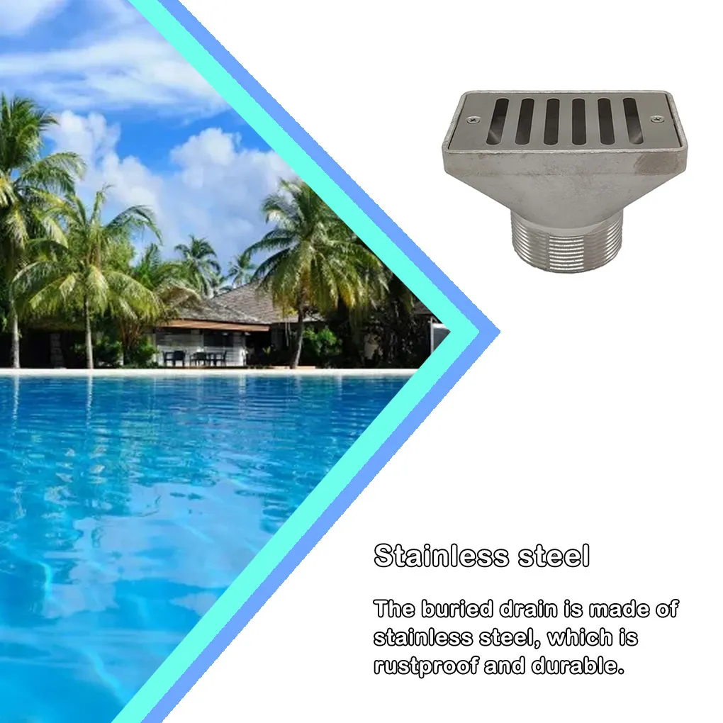 

Swimming Pool Rectangle Fast Floor Drain Stainless Steel Anti-Block Grille Drainage Cover Pool Wall Overflow Anti-odor Filter
