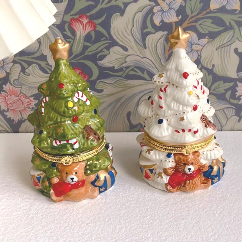 

Christmas Tree Ceramic Crafts, Painted Decorative Ornaments Jewelry Storage, Home Decoration Christmas Gifts Home Accessories