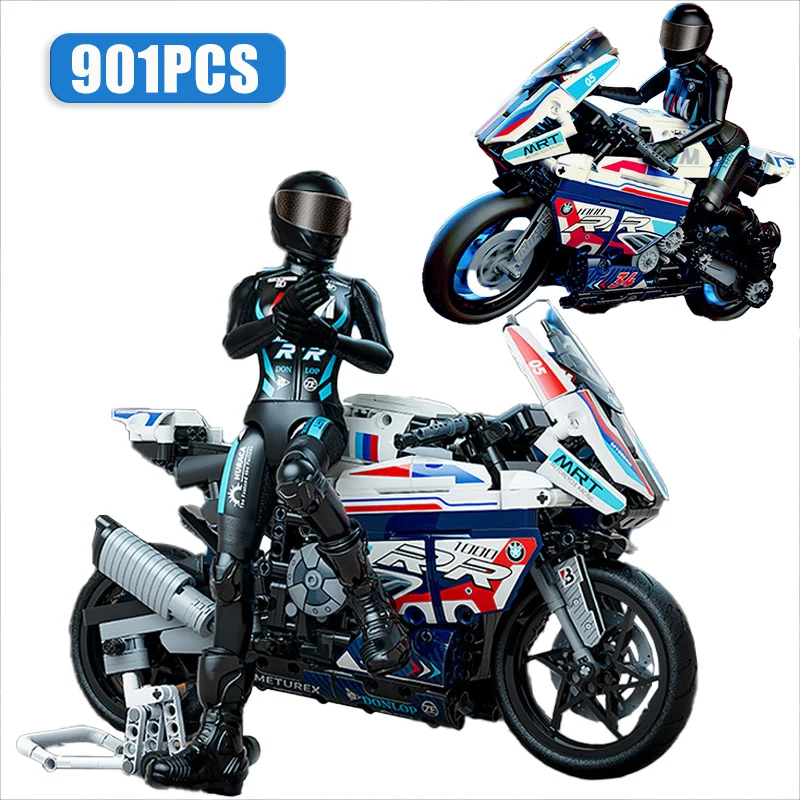 기술 전문가 M1000RR 오토바이 스포츠카 모델 빌딩 블록, 기관차 레이싱 차량, 피규어 브릭 장난감, 어린이 선물