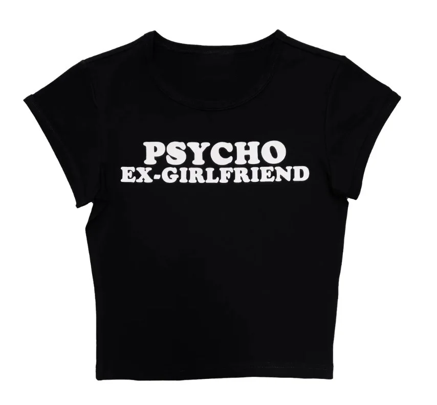 

Y2K Short Sleeve sexy bar Retro Tee Aesthetic American Slim Goth emo O-neck Crop Tops Hot hip hop Trash Punk Harajuku T-shirt