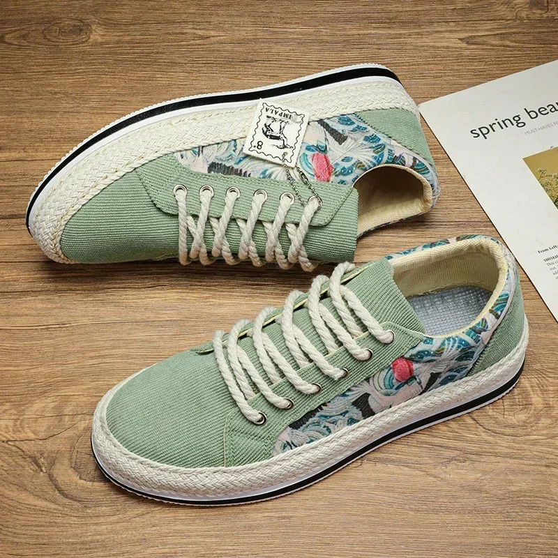 New Casual Men's Shoes Low-top Sneakers Straw Corduroy Shoe Fashionable and Versatile Athleisure Shoes for All Seasons 4
