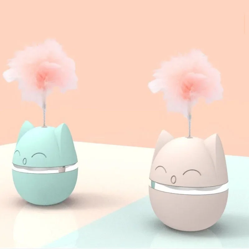 Cat head tumbler cat toy feather funny toy interactive self-hey pet Sway left and right Indoor Kitten