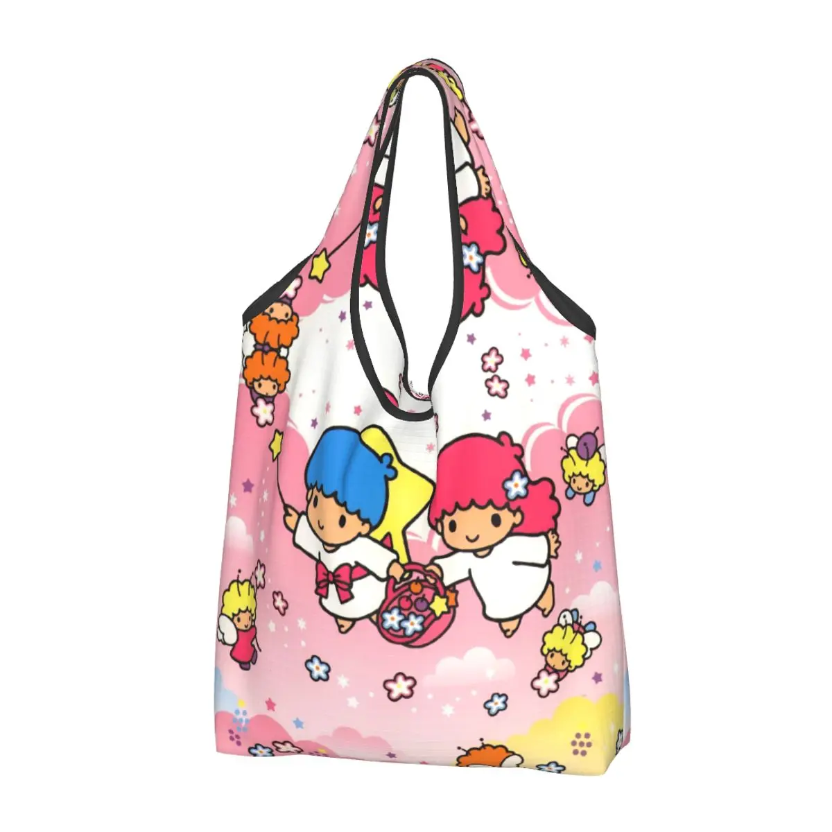 

Персонализированные милые маленькие двойные звезды Sanrio мультфильм Кики Лала сумки для покупок Портативная сумка через плечо для покупки продуктов