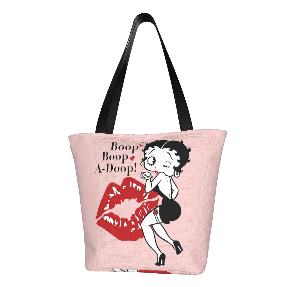 

Women Tote Bag Cute Bettys For Fans Kisses Accessories Shoulder Bags Zipper Opening Reusable Large Capacity Mrs Boops Handbags