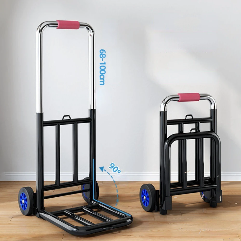 Hand Carts Trolleys Small Pull Cart Folding Household Carry Trailer