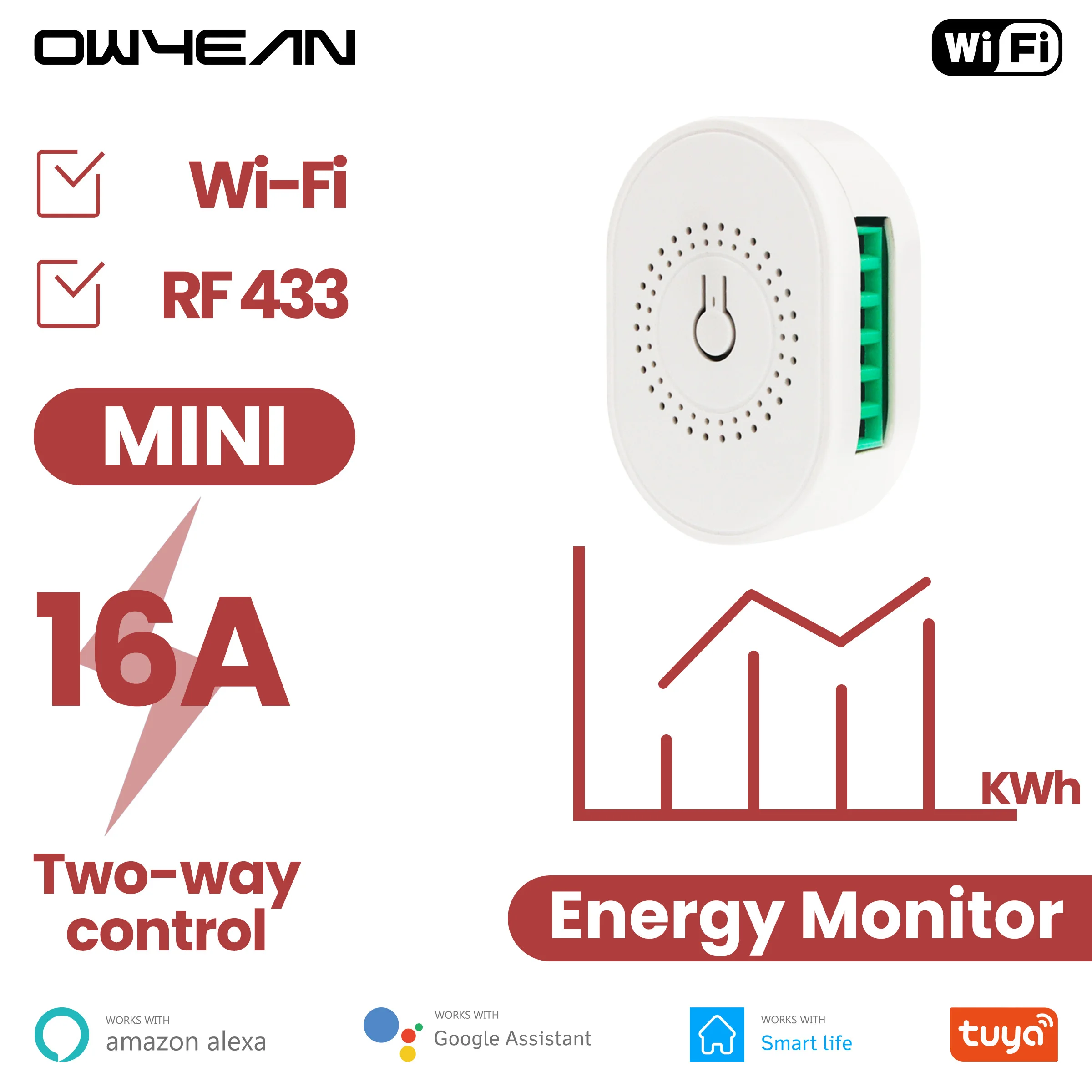 Смарт светильник ле Tuya 16 А Wi-Fi 433 МГц |
