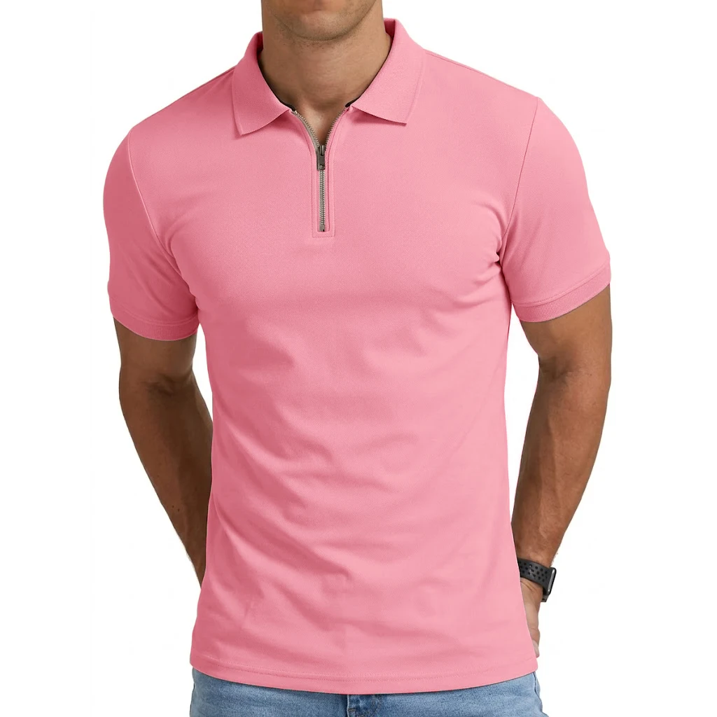 Sommer Herren Kurzarm T-Shirts Lässige Fußballtrikots Reißverschluss-Shirts für Männer Leichte Luxus-Poloshirts für Arbeit Sport Fitness – Detail 6