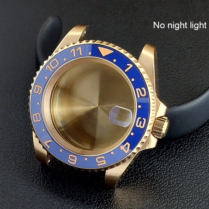 40MM Sapphire Glass GMT Bidirectional Rotation Watch Case with Accessories