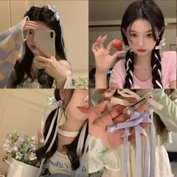 Sweet Bowknot Ribbon Hair Clip Ballet Tie Hair Accessories Lovely Candy Color Hairpin Romantic Duckbill Clip Headwear for Girls