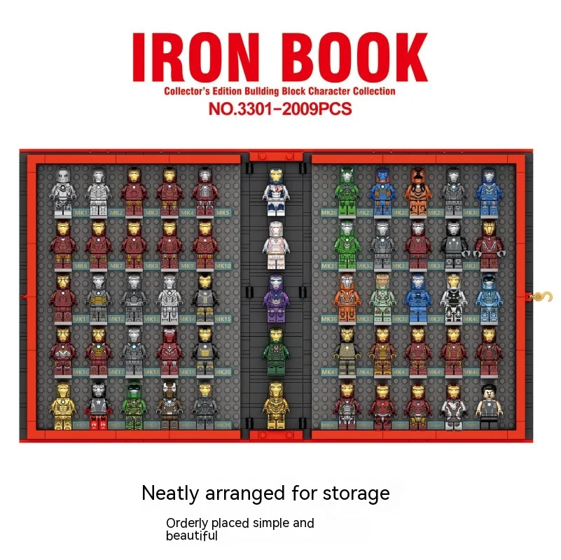 Marvel Anime Iron Man Spider-Man with construction toys building blocks MK complete set of characters commemorative book gifts