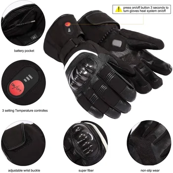 Savior Heat Winter Motorcycle Heated Gloves 7.4V Safe Outdoors Sports Electric Heating Waterproof Windproof KNUCKLE EN13594 4