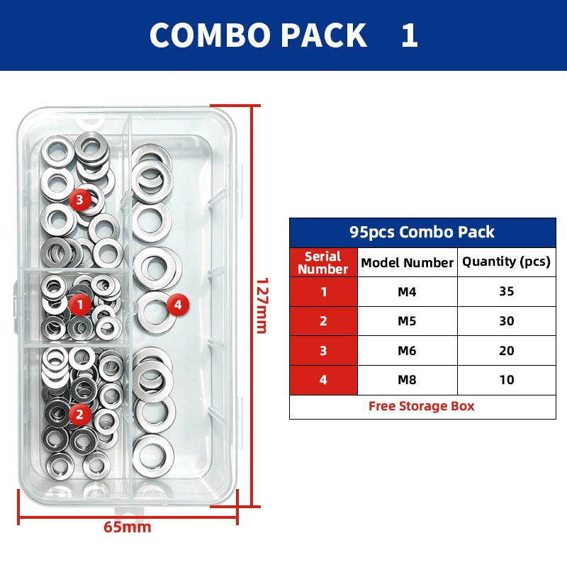 Stainless Steel Washer Assortment Pack – 260pcs Flat & Spring Locking Washers