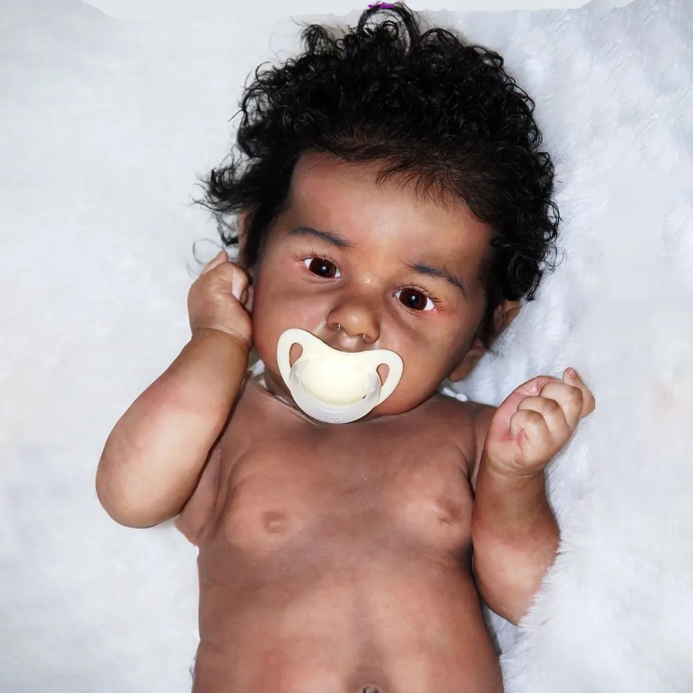 

55CM Reborn Saskia African American Doll Full Vinyl Body Washable Newborn Posable Baby Doll Black Girl For Kids Gift
