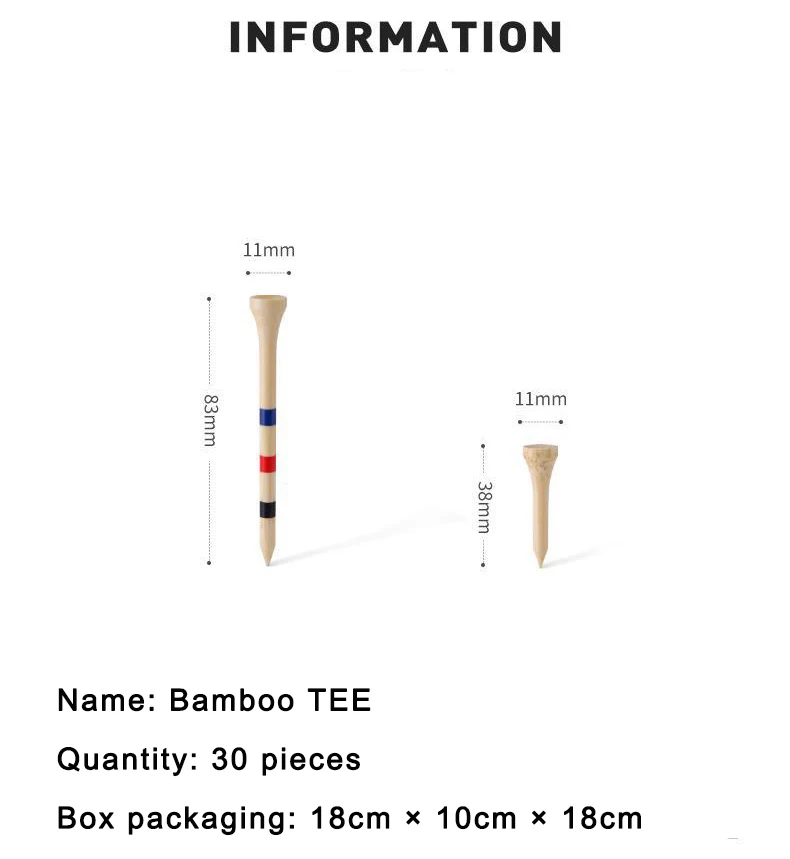 PGM Golf Bamboo TEE Adjustable Height Ball Studs Long and Short Ball Ladders Golf Supplies Depth Marking Tee Golf Supplies