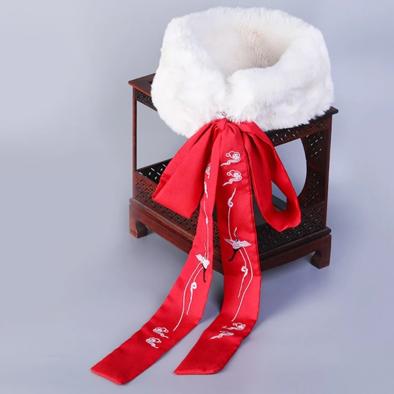 

Girls Neck Gaiter Winter Plush Scarf for Traditional Chinese Hanfu Neck Warmer