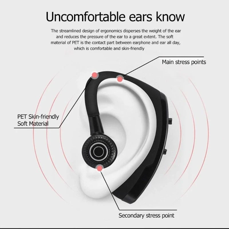 V9 Single Earphones Long Standby Business Headphones Waterproof Mono Headset Outdoor HD Call Bluetooth Wireless Earbuds With Mic 4
