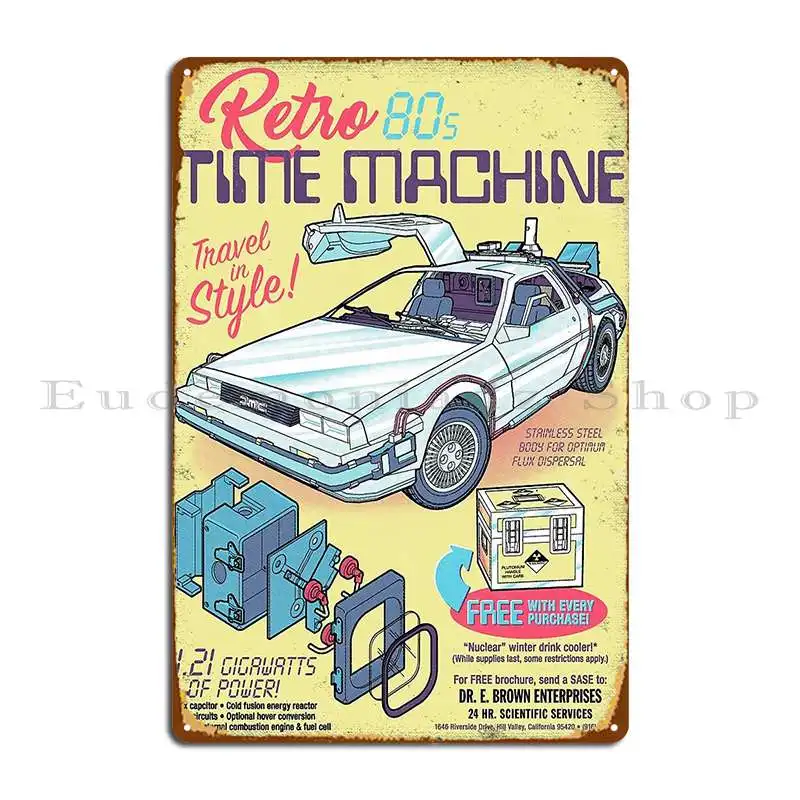 Retro Time Machine Targa In Metallo Garage Club Cinema Design Cinema Tin Sign Poster