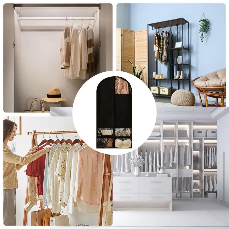 Clothes Dust Cover Clothing Organizer Garment Covers Clothes Bag With Clear Window Garment Protector Clothing Cover 4 Grid Suit 3