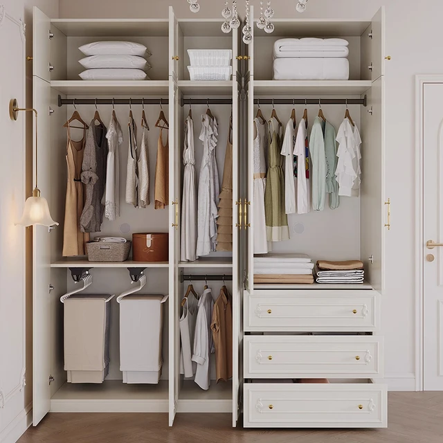 Dressing chambre armoires multifonctions étagères en bois grands armoires tiroir moderne Armario Ropero dortoir meubles de maison 1