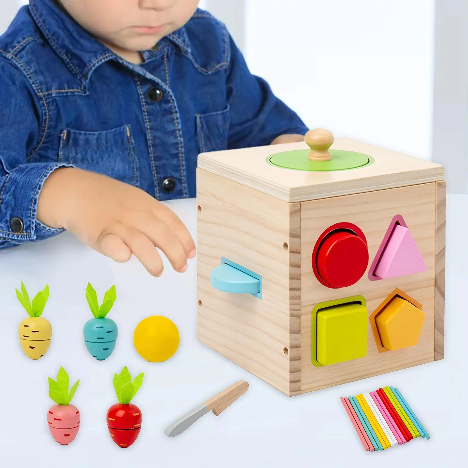 

Детский развивающий деревянный кубик для игр Монтессори, воображение на день рождения, сенсорное исследование, творчество