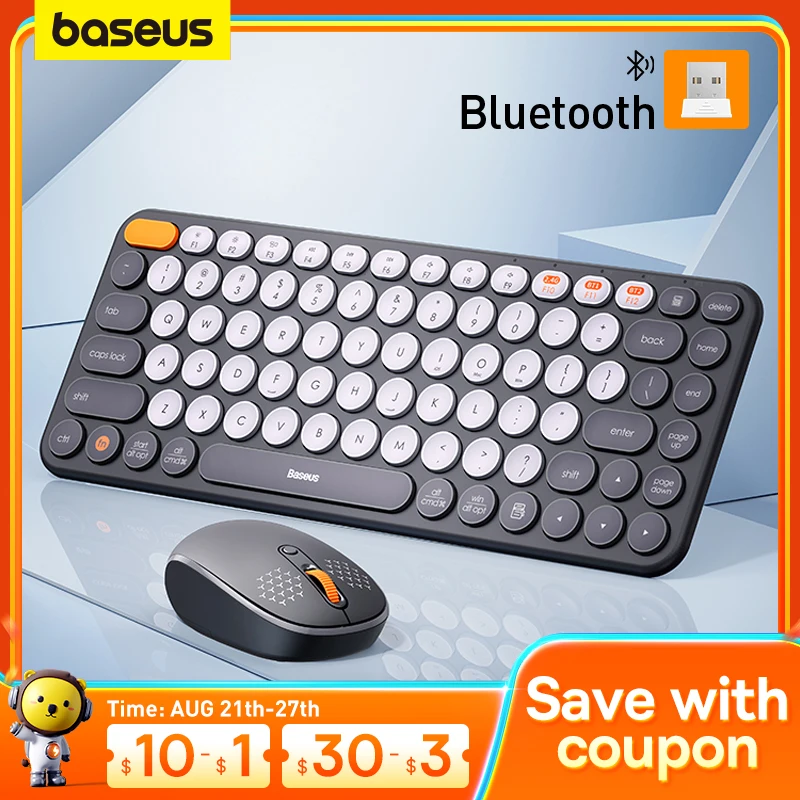 Baseus mysz Bluetooth bezprzewodowa klawiatura komputerowa i mysz Combo z 2.4GHz Nano odbiornikiem USB do komputera MacBook Tablet Laptop
