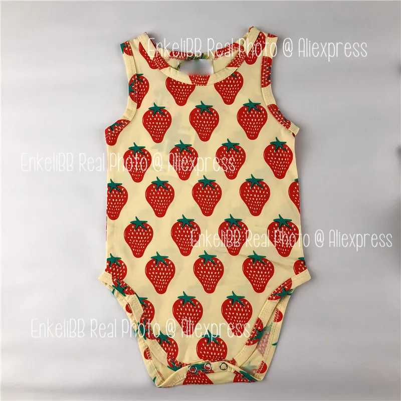 EnkeliBB Baby Brand Romper For Summer Cute Strawberry and Dog Pattern One-piece Toddler Boy and Girl Lovely Cartoon Rompers black baby bodysuits	