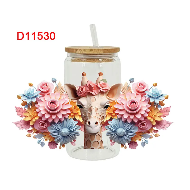 Beautiful Flower Butterfly UV DTF Transfer Sticker For Wraps Cup DIY Waterproof 3D Stereoscopic D11516