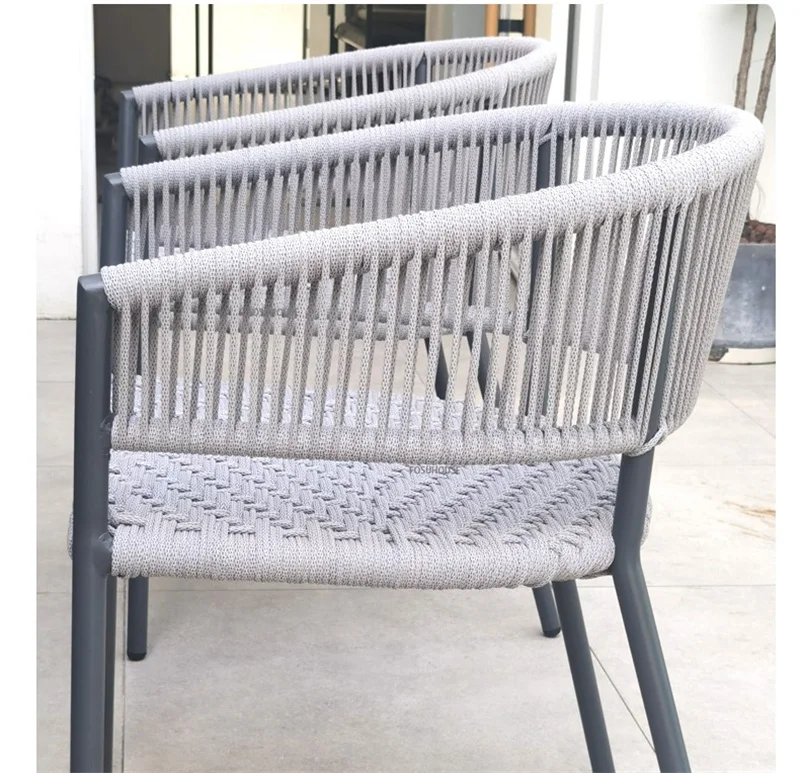 Description Picture 6 of itemnordic iron Outdoor Table and Chairs Villa Garden Patio Woven rattan Chair Outdoor gardern Furniture Dining Table Combination Z