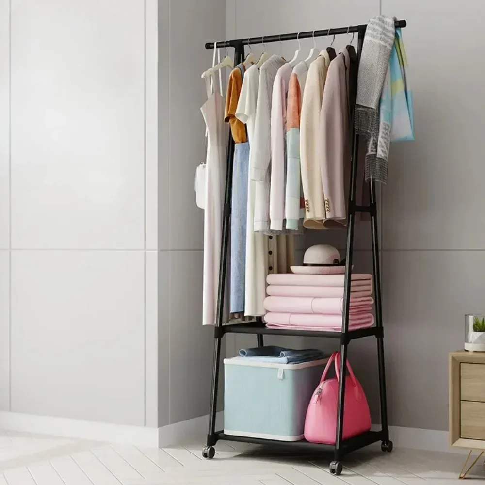Triangle Coat Rack Movable Triangle Rolling Clothes Storage Racks with Pulley Simple Floor Standing Metal Coat Hangers Organizer clothes rack