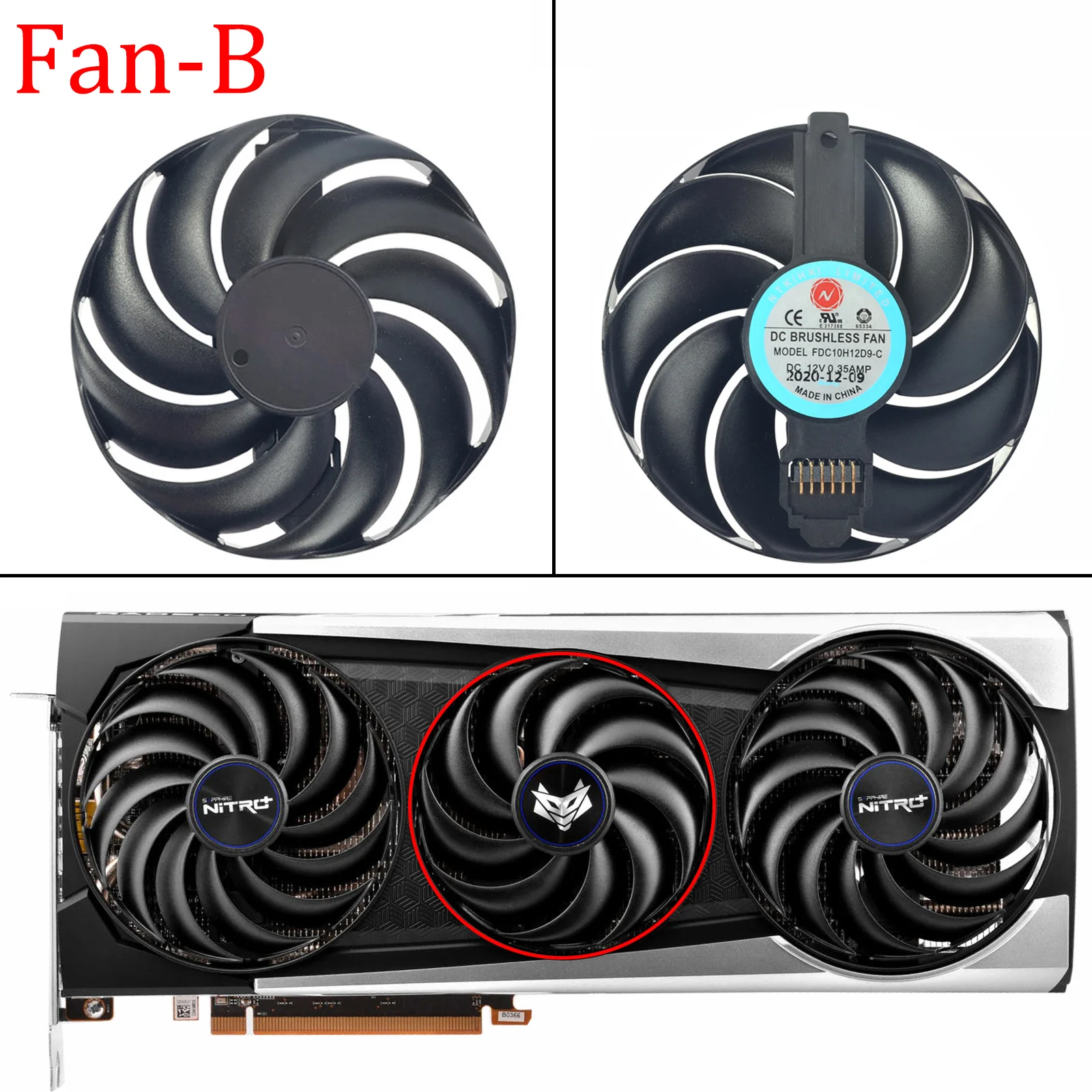 87MM FDC10H12D9-C RX6800 Replacement Graphics Card GPU Fan For