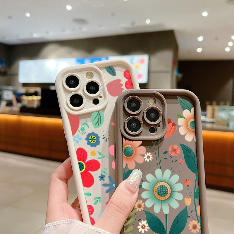 Charming Floral Lanyard Rope Silicone Phone Case - Soft Cover