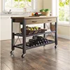 Santa Fe Kitchen Cart with Metal Shelves and TV Stand Feature 1