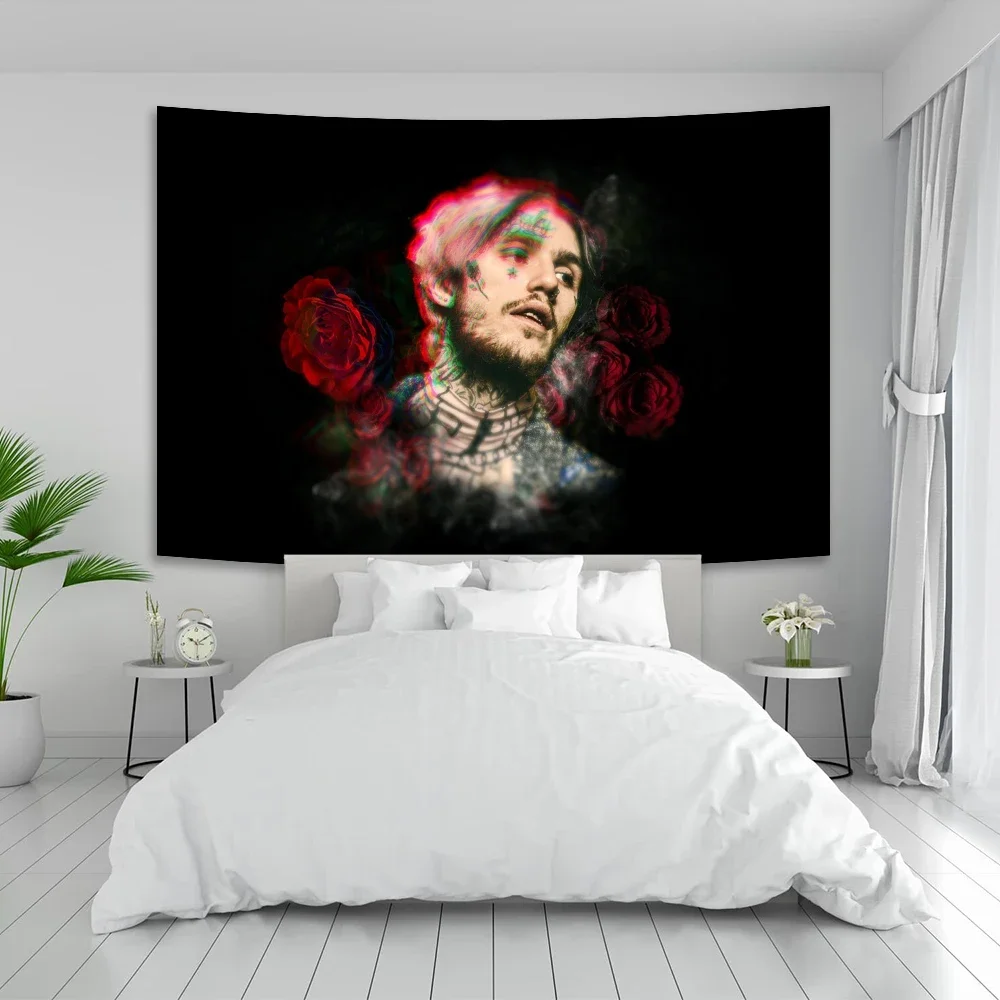Singer Lil Peep Canvas Tapestry Aesthetic Printed Wall Hanging Bedding Carpets Decoration For Home