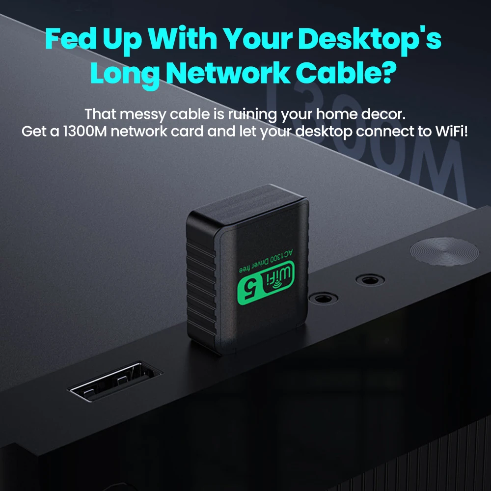 무선 1300Mbps WiFi USB 어댑터 USB3.0 2.4G 및 5GHz 듀얼 밴드 WiFi 동글 노트북 데스크탑 PC Wifi 수신기 Windows XP/7/8/8.1