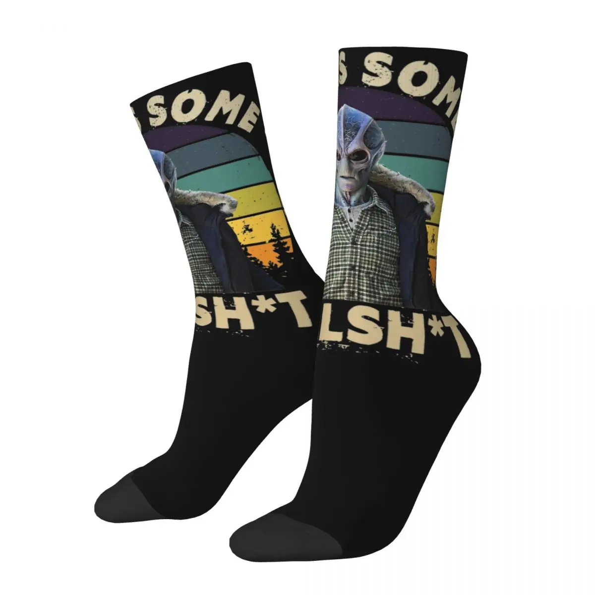 

Female Male Funny Resident Alien Socks Cotton Fashion This Is Bullshit Socks Accessories Middle TubeCrew Socks Birthday Present