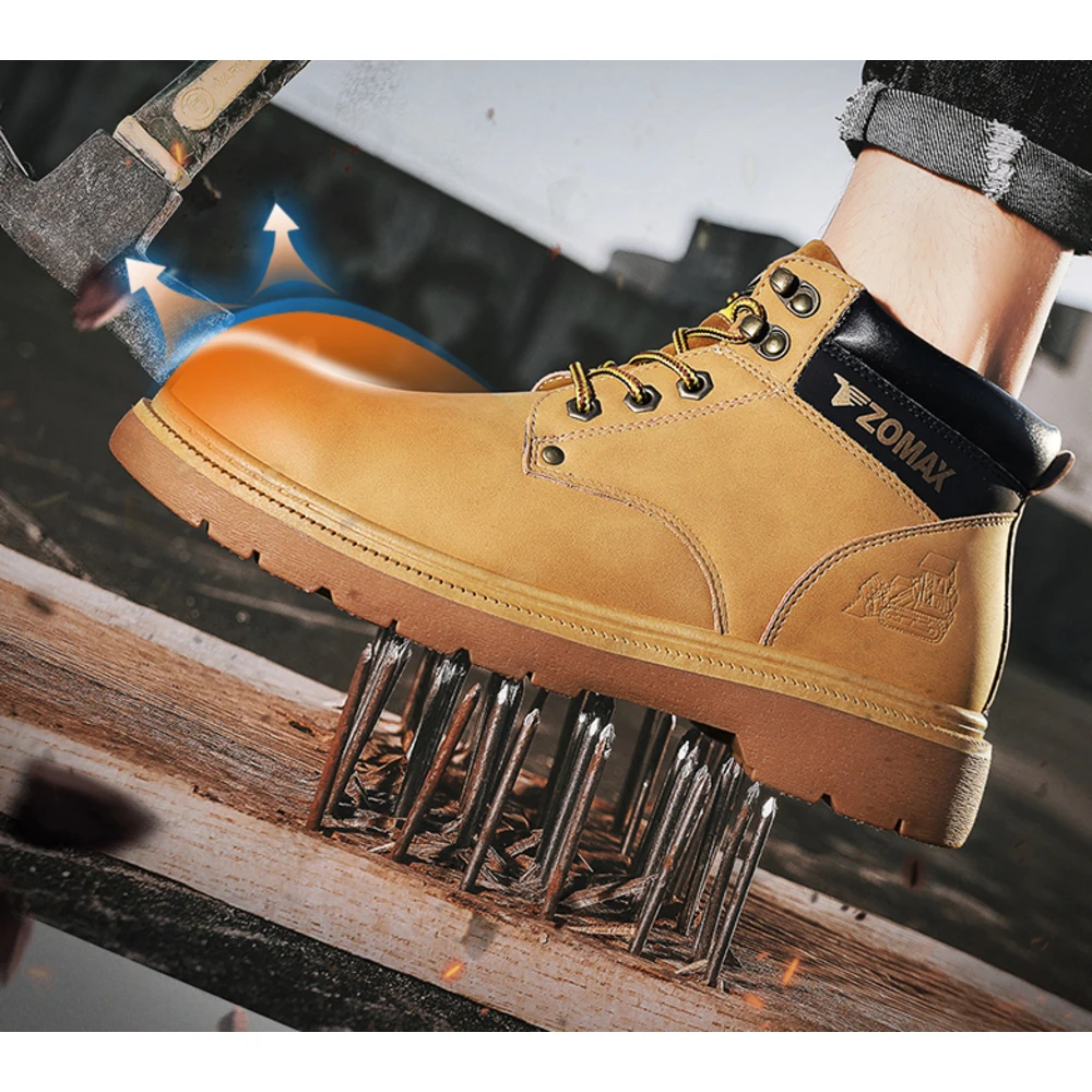 Motorcycle Steel Head Kick Hard Labor Safety Shoes Military Construction Site Yellow Boots_voghion.com