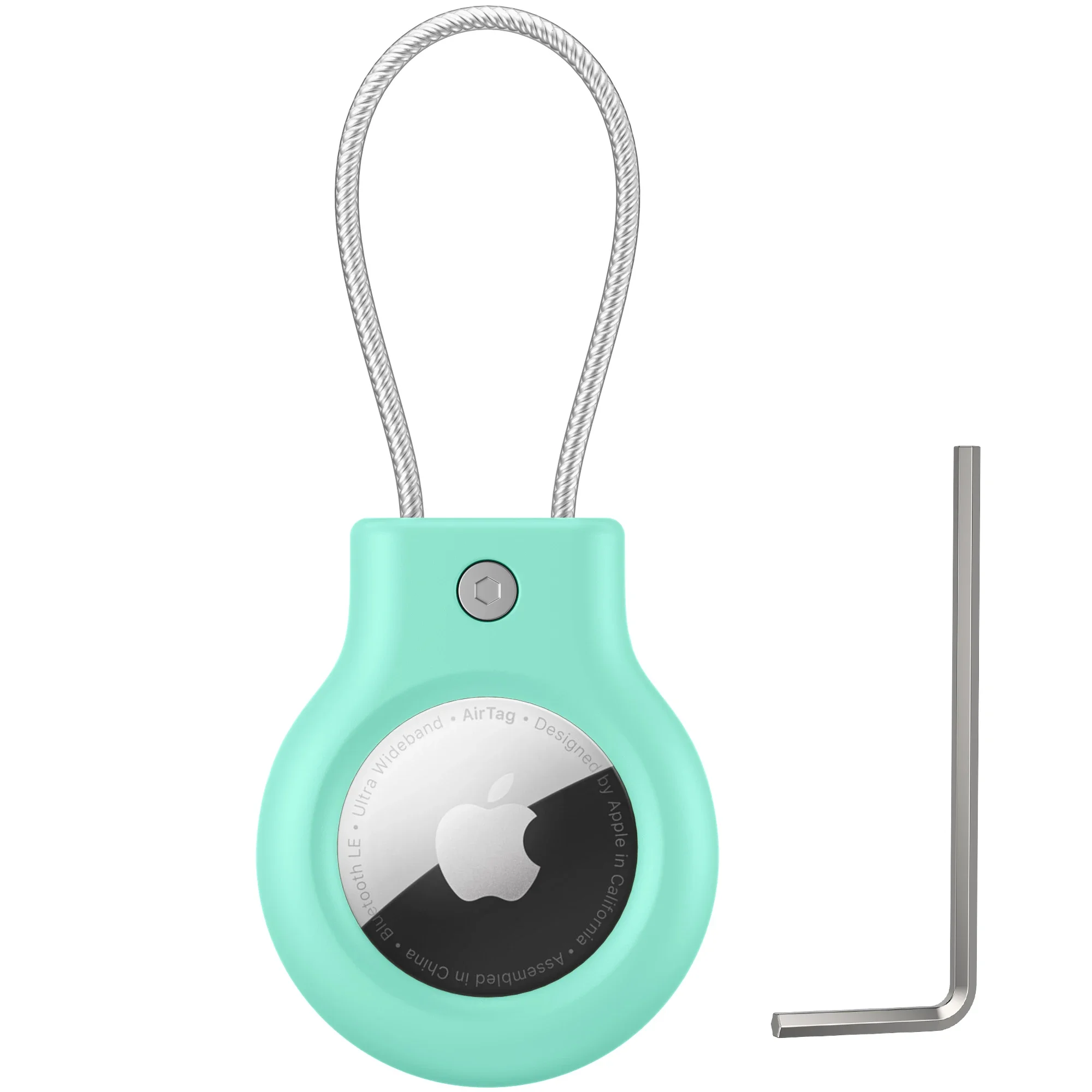 Premium 360° Protective AirTag Cover with Metal Keychain and Hex Wrench Kit