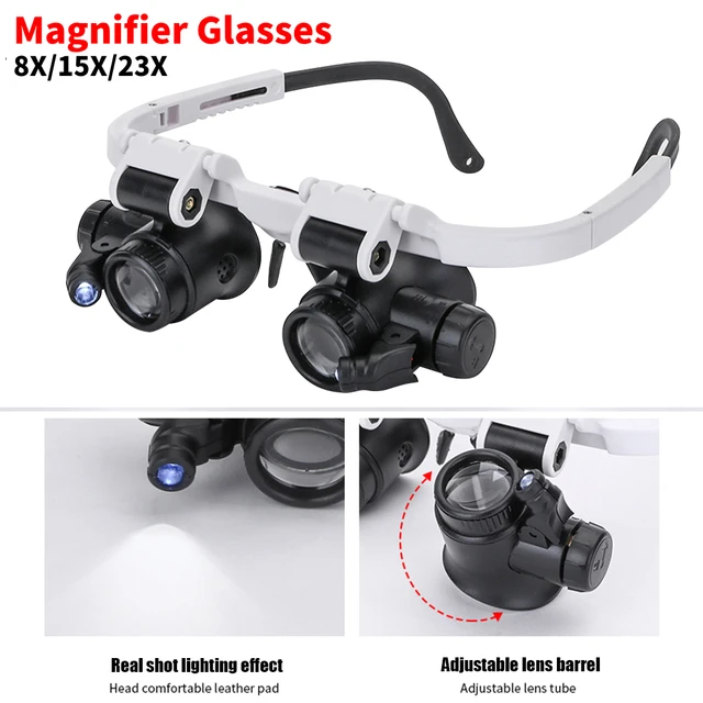 Lámpara De Luz Led Doble Gafas Lupa Lente Gafas Lupa Relojero De La Joyería  - Lupas - AliExpress